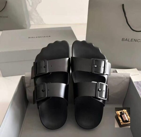 Balenciaga Black Double Strap Sandals – Men's Designer Slides - Image 2