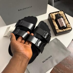 Balenciaga Black Double Strap Sandals – Men's Designer Slides